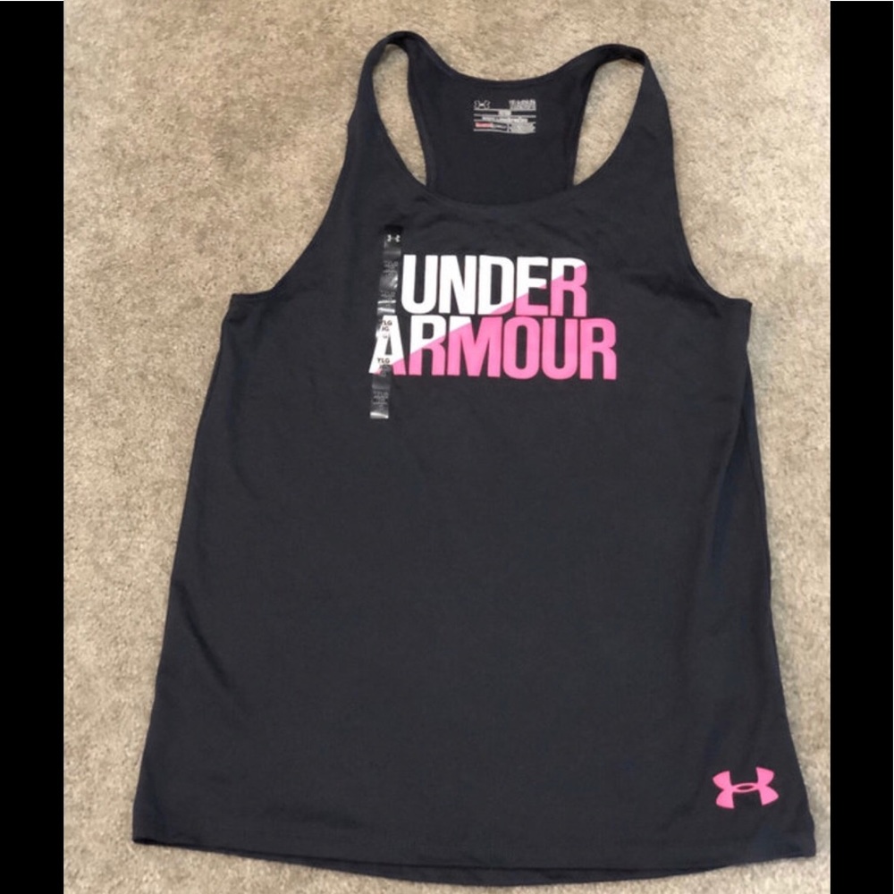 NWT Under Armour Girls Gray Tank Size Large